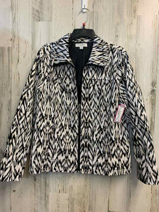 PRE-OWNED STUDIO WORKS JACKETS / COATS Size PL BLK/BEG/WHT ABSTRACT TOP/BLACK/WH