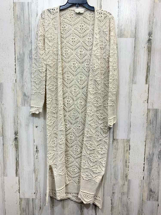 PRE-OWNED FRESHMAN1996 Tops Size XS BIEGE CROCHET DUSTER Duster Top/LONG SLEEVE