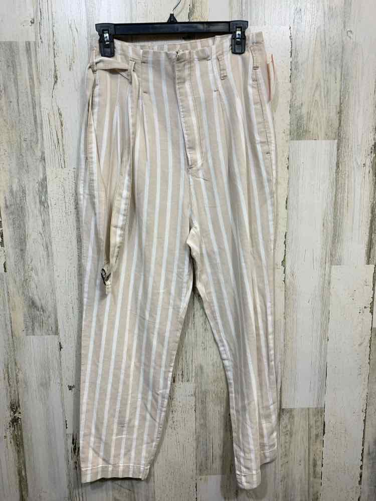 PRE-OWNED Size S ABERCROMBIE BOTTOMS SAND/WHT Stripe Pants