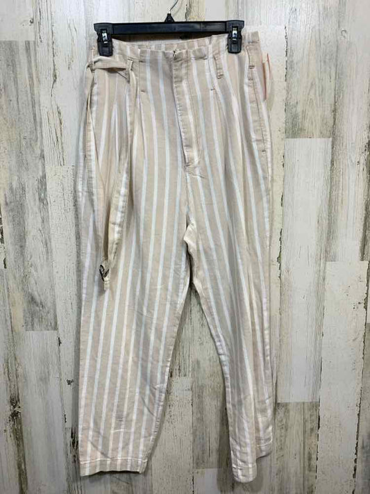 PRE-OWNED Size S ABERCROMBIE BOTTOMS SAND/WHT Stripe Pants