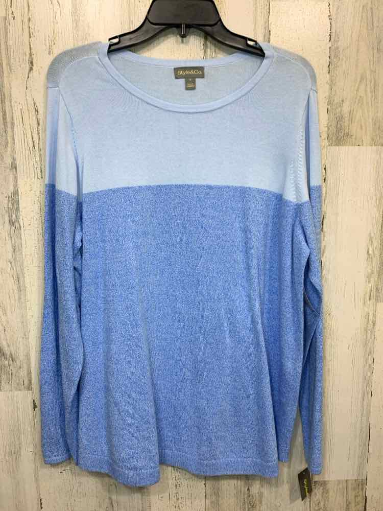 NWT STYLE & CO Size 1X Tops Blue LONGSLEEVE SWEATER