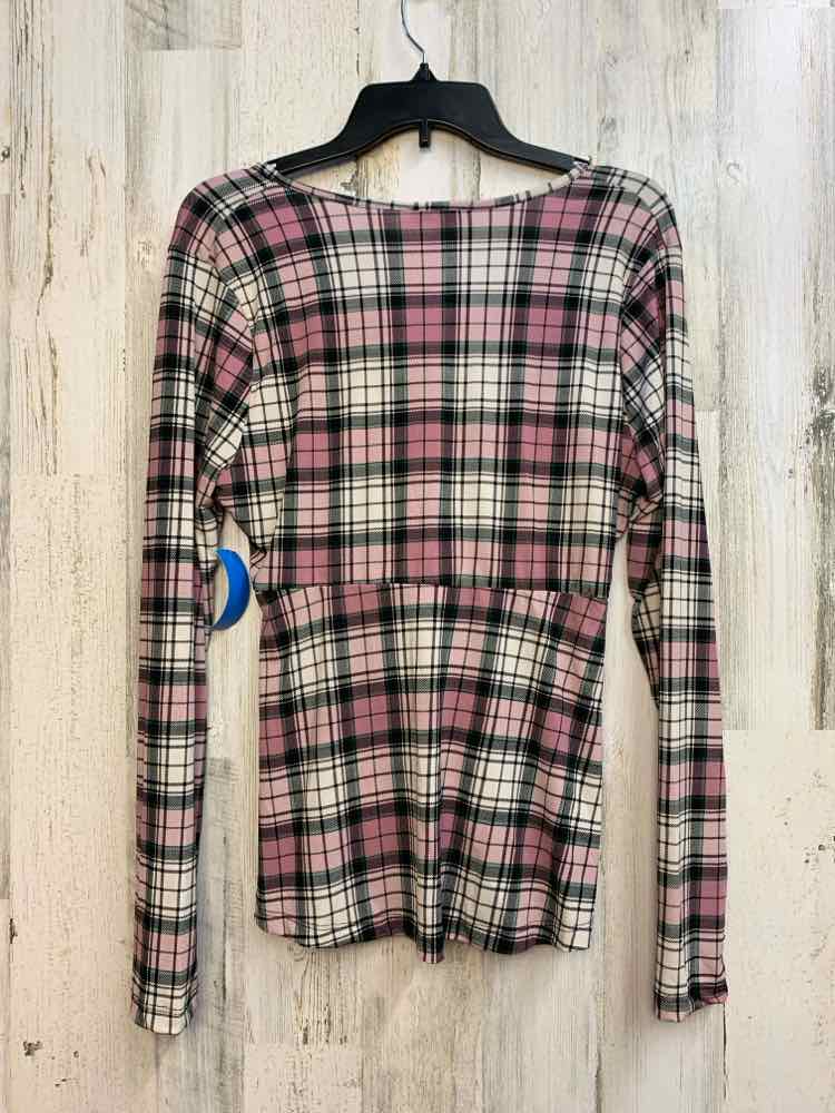 NWT WHITE BIRCH Tops Size M PINK/WHT/BLK Plaid LONG SLEEVES TOP