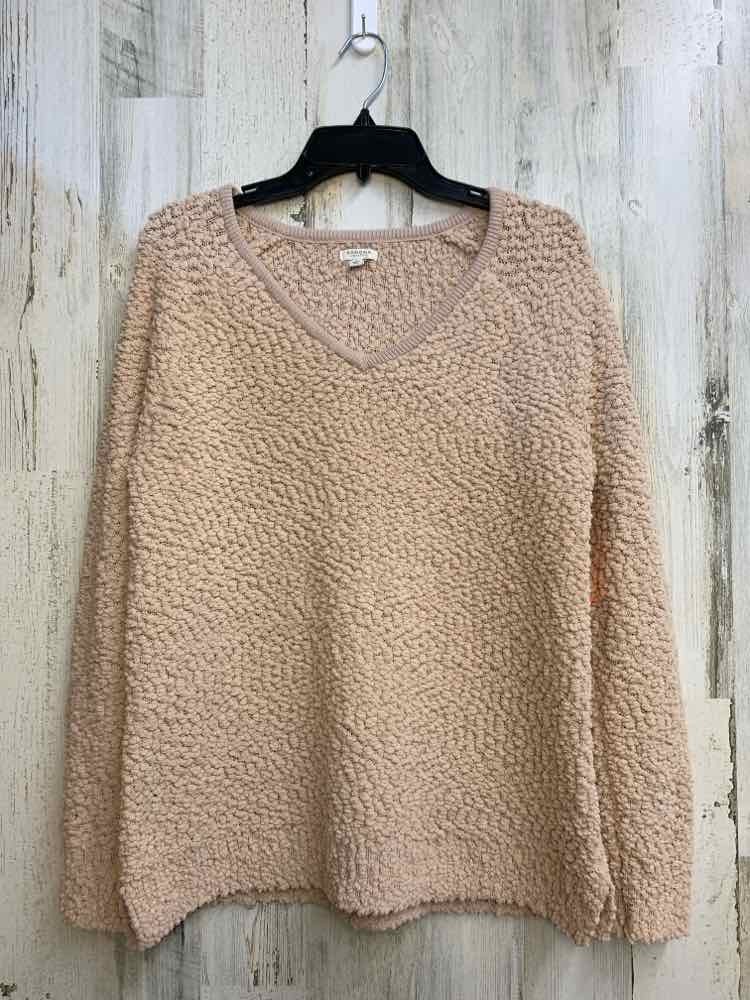 PRE-OWNED SONOMA Tops Size L Tan LONG SLEEVES TOP/SOFT V-NECK