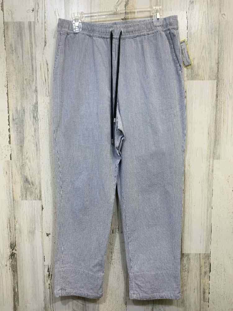 PRE-OWNED Size M APPLESEEDS BOTTOMS WHT/BLU Stripe Pants