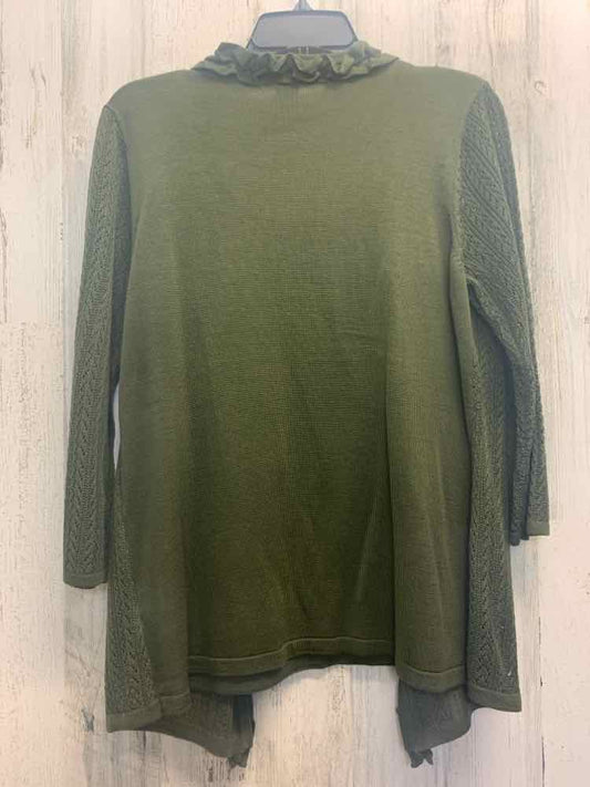 PRE-OWNED SAG HARBOR Tops Size M Olive CROCHET LONG SLEEVES TOP/OLIVE COLORED TO