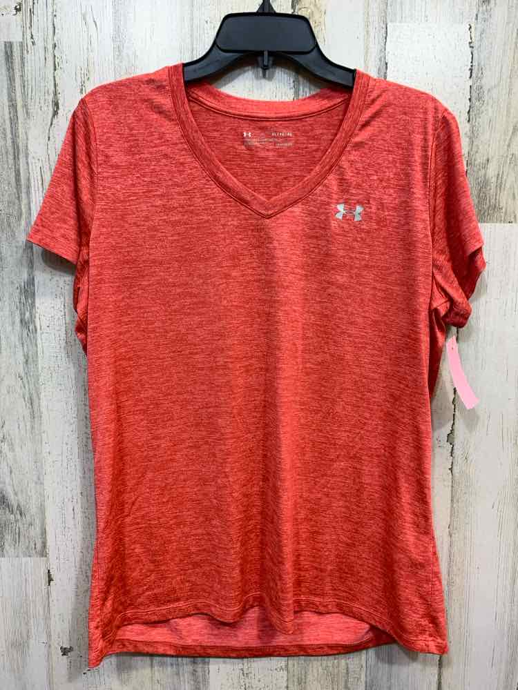 PRE-OWNED UNDER ARMOUR Activewear XL CORAL BRUSH MARKS Activewear TOP/CORAL SHOR