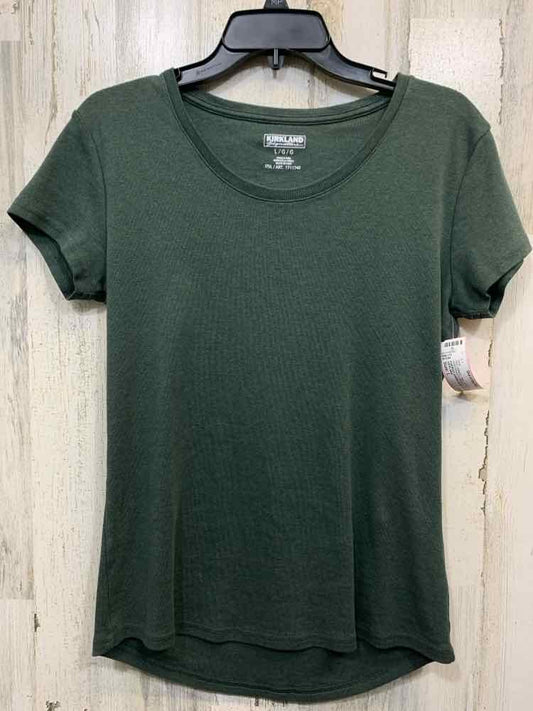 PRE-OWNED KIRKLAND Tops Size L FORREST GREEN/NAVY/ORANGE Solid Shirt/FORREST GRE