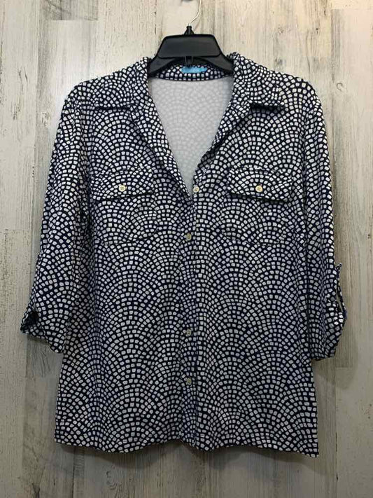 J.MCLAUGHLIN Tops Size S NAVY/WHT SPECKS 3/4 LENGTH Shirt
