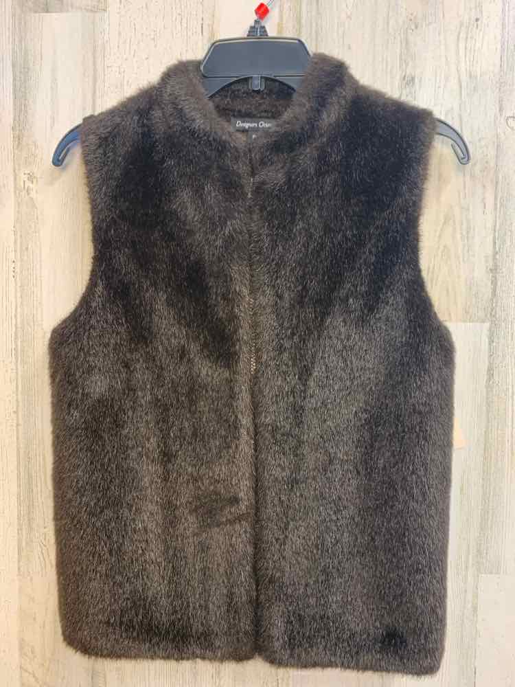 DESIGNERS ORIGINAL JACKETS / COATS Size PM DARK BROWN FURRY VEST Vest