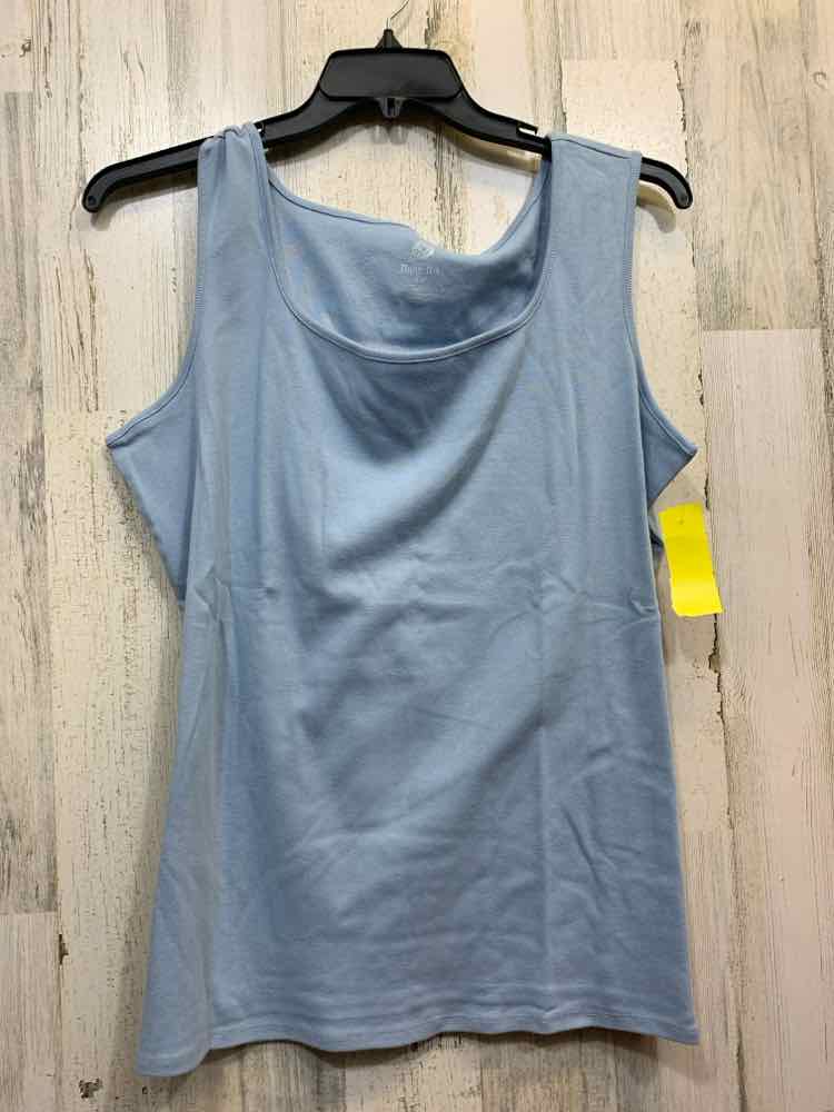 PRE-OWNED RUBY RD Tops Size 1X LIGHT BLUE COTTON Solid SLEEVELESS Tank Top