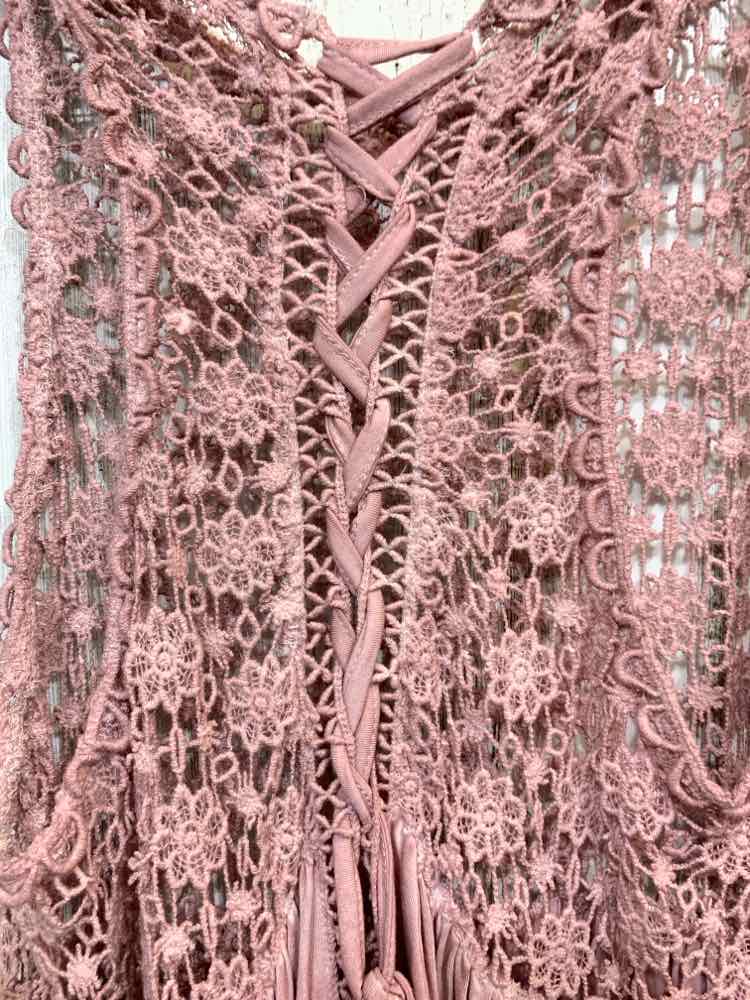 PRE-OWNED POL Tops Size XS MAUVE SLEEVELESS/CROCHET LACE/BABY DOLL TANK