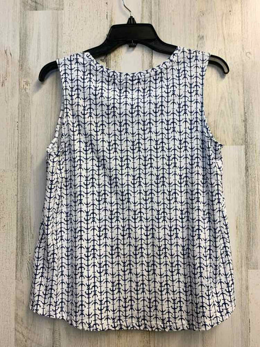 C&C Tops Size L WHT/NAVY ANCHORS SLEEVELESS TOP
