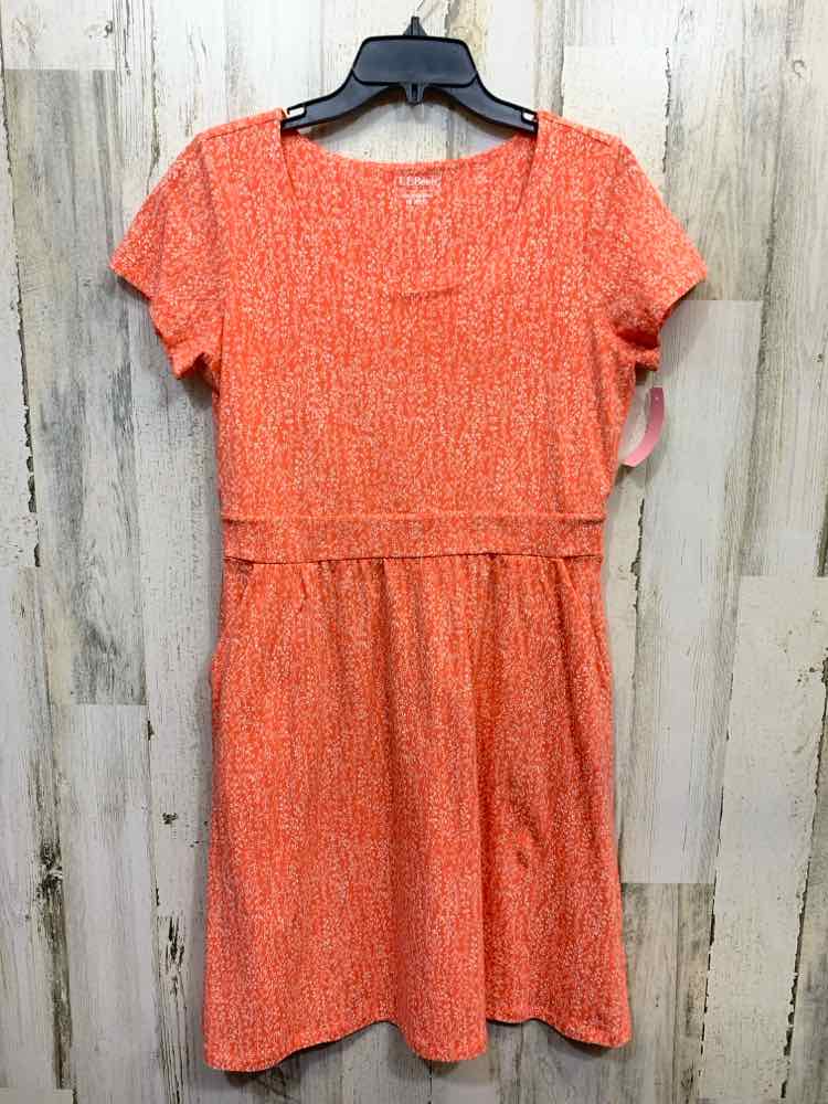 LL BEAN Dresses and Skirts Size M PEACH/WHITE Floral SLEEVELESS Dress