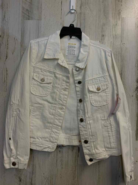 PRE-OWNED J CREW JACKETS / COATS Size M Cream Denim LONG SLEEVES Jacket/DISTRESS