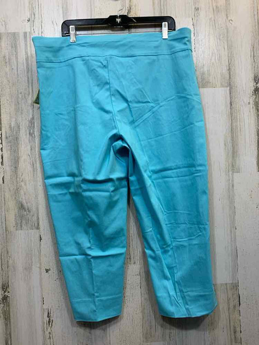 PRE-OWNED Size 18W RUBY RD BOTTOMS AQUA Solid CAPRI Pants