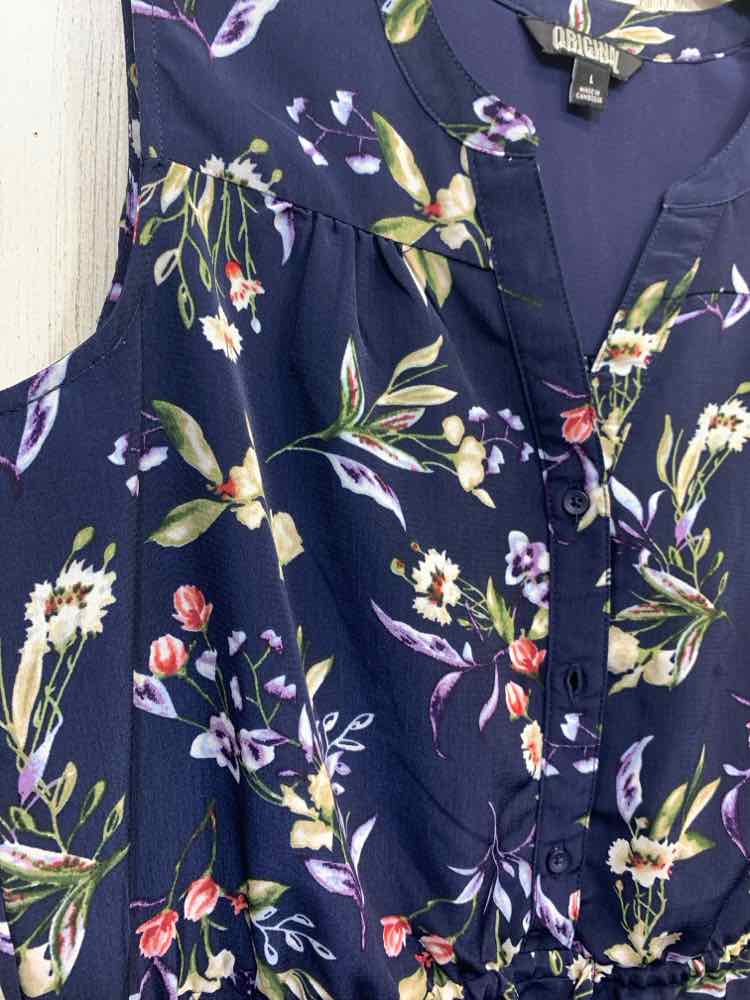 PRE-OWNED NICOLE MILLER Dresses and Skirts Size L NAVY/GRN/PRPL/RED Floral Dress