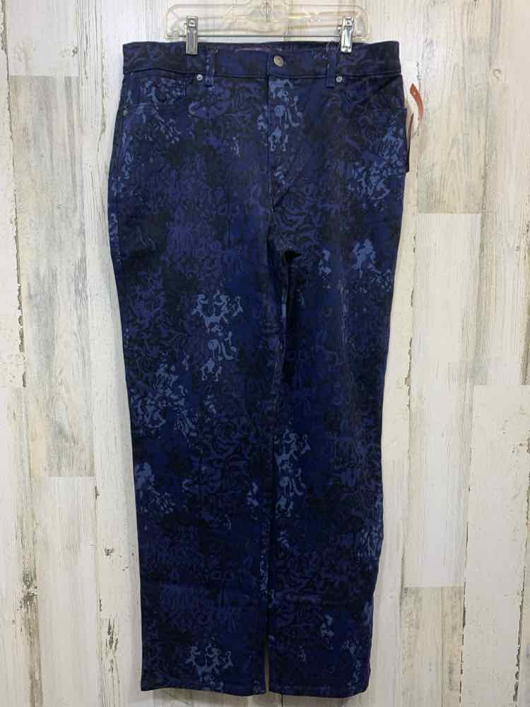 NWT Size 12 GLORIA VANDERBILT BOTTOMS SHADES OF BLUE Paisley STRAIGHT Jeans/SHAD