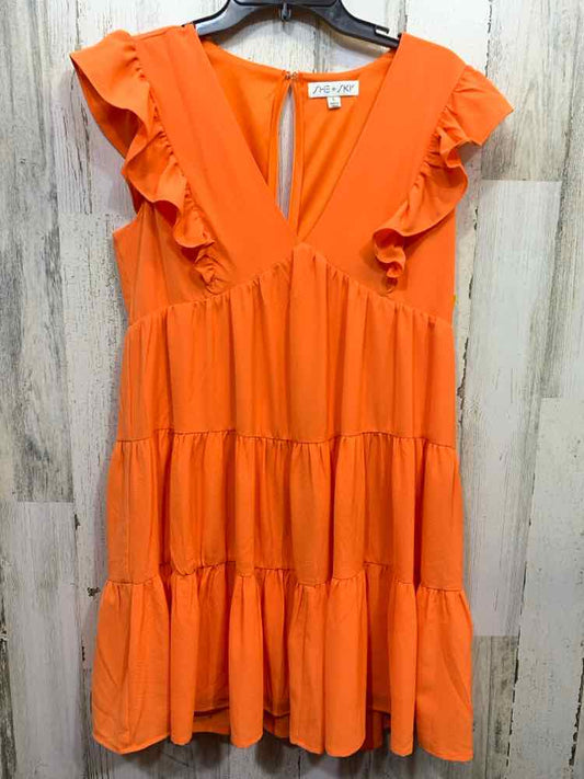 PRE-OWNED SHE + SKY Dresses and Skirts Size L Orange TIER TIERED Dress/ORANGE TI