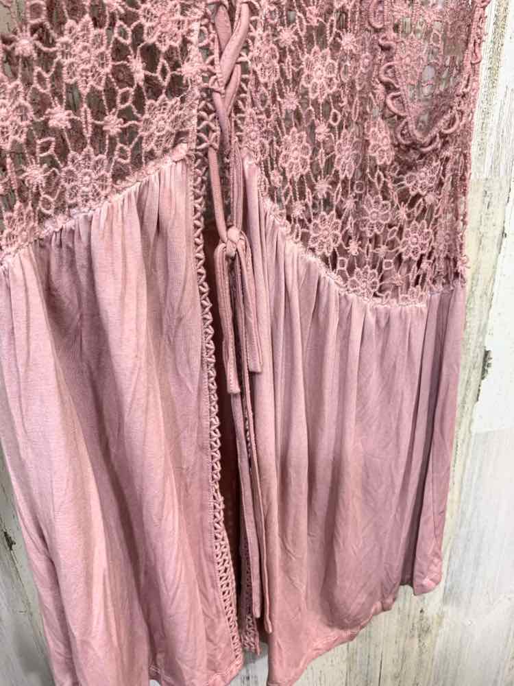 PRE-OWNED POL Tops Size XS MAUVE SLEEVELESS/CROCHET LACE/BABY DOLL TANK