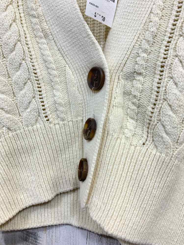 NWT ON 34TH Size XXS Tops Cream CABLE KNIT LONG SLEEVE/CROP BUTTON UP CARDIGAN