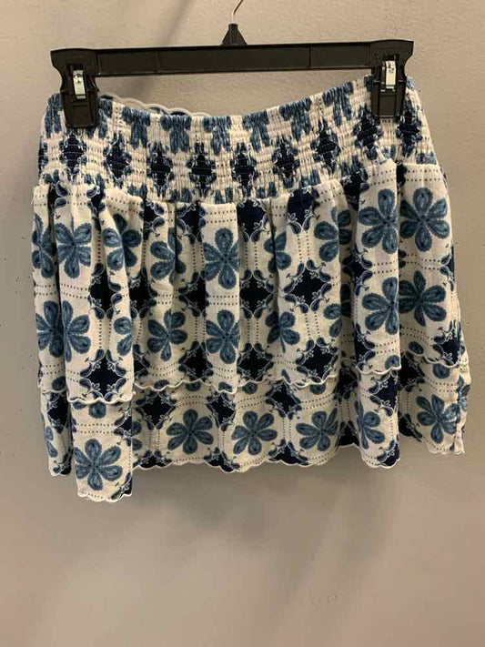 NWT AGUABENDITA Dresses and Skirts Size XL BLUE/WHT FLOWERS MINI Skirt