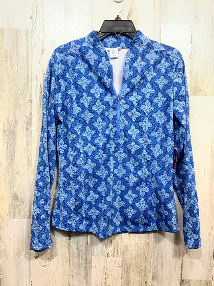 PRE-OWNED SIGRID OLSEN/BLUE PERFORMANCE FLORAL PRINT QUARTER ZIP/PULLOVER
