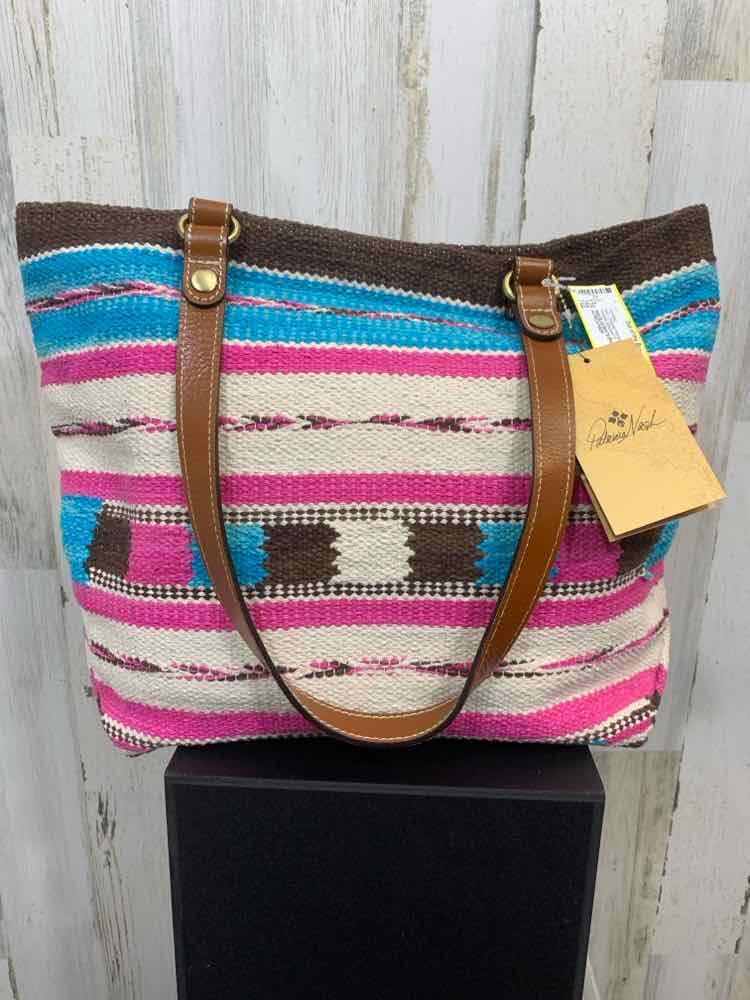 NWT PATRICIA NASH AQUA/HOT PINK/BROWN/WHITE Handbag