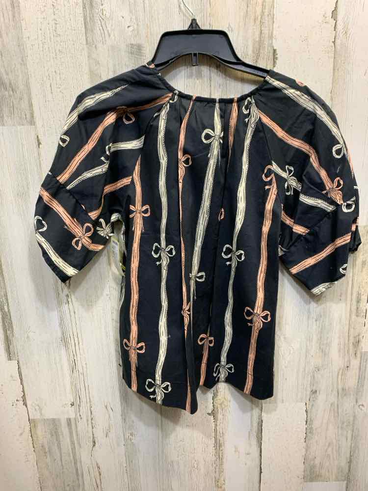 NWT GIGIO Tops Size S BLACK/PINK/WHITE BOW Blouse