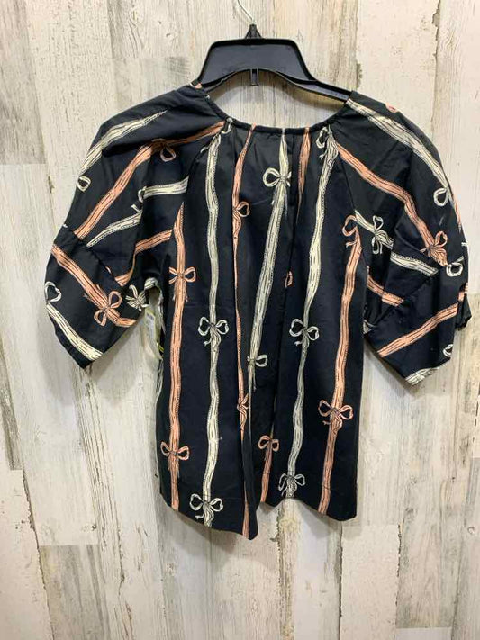 NWT GIGIO Tops Size S BLACK/PINK/WHITE BOW Blouse