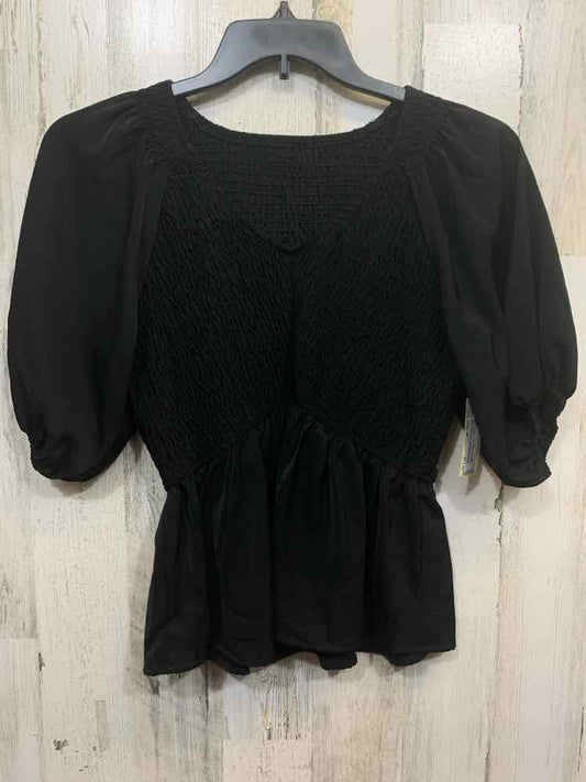 PRE-OWNED Tops Size M Black Polyester Blend Solid Blouse