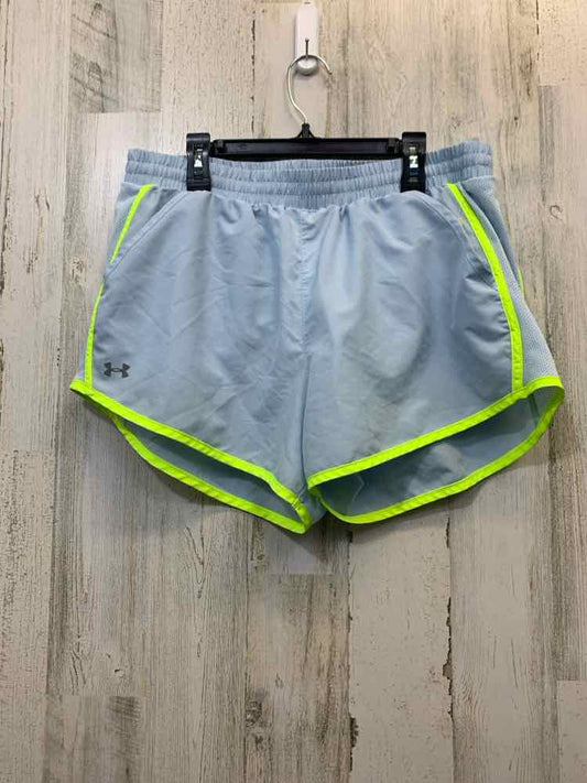 PRE-OWNED Size L UNDER ARMOUR Activewear LIGHT BLUE/NEON SHORTS Shorts/LIGHT BLU