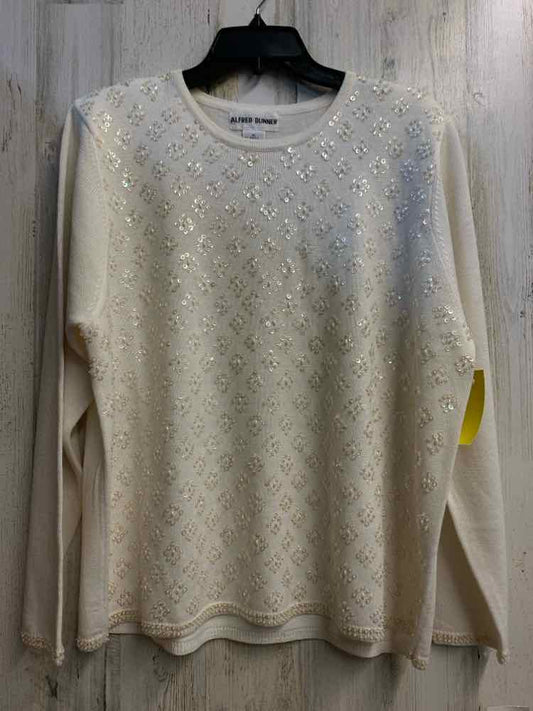 NWT ALFRED Tops Size XL White LONG SLEEVES TOP/BEADED/SEQUINED TOP