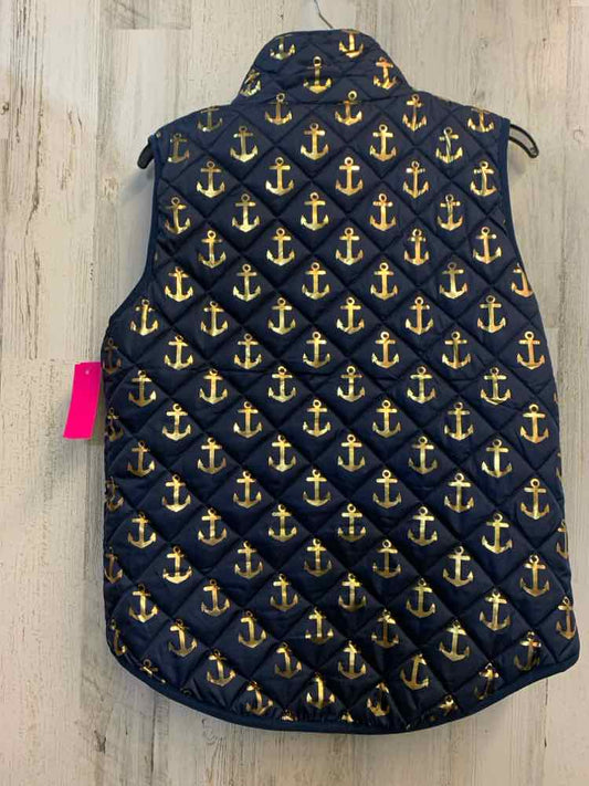 PRE-OWNED SIMPLY SOUTHERN Tops Size M NAVY/GOLD ANCHORS VEST Vest/NAVY/GOLD ANCH