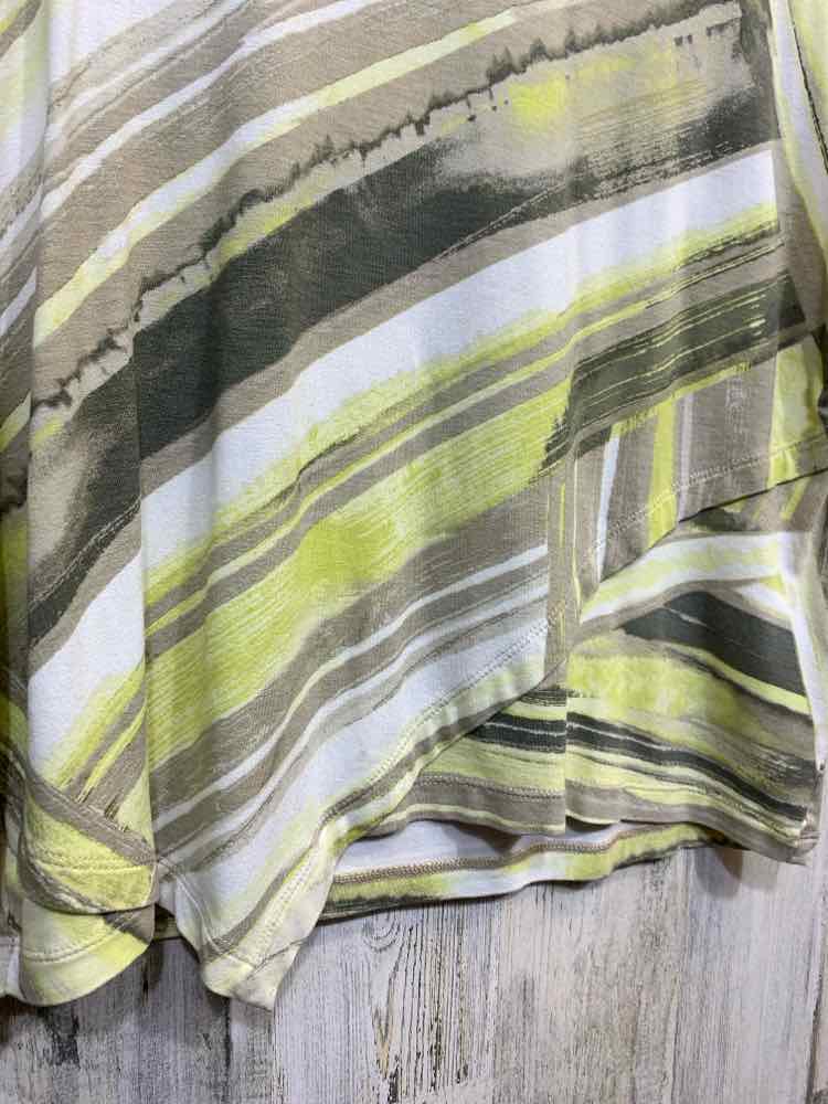PRE-OWNED CHICOS PLATINUM Tops Size 0 WHT/TAN/GRN 3/4 SLEEVE Blouse