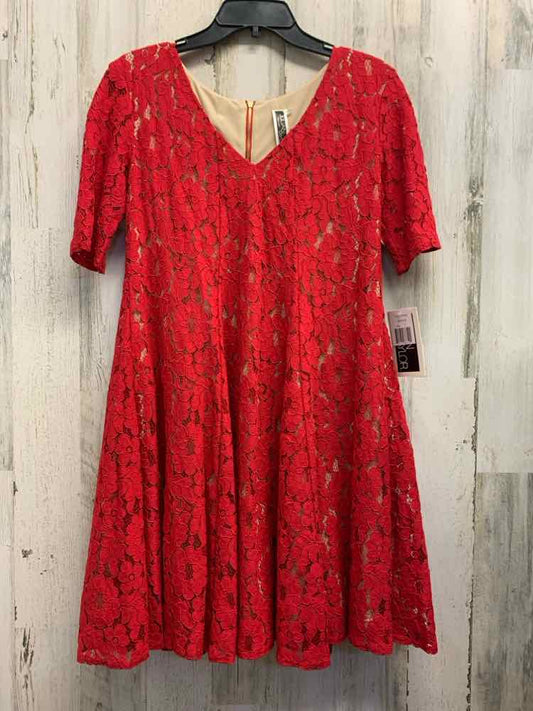 NWT JULIAN TAYLOR Dresses and Skirts Size 8 RED/NUDE Lace A-LINE Dress/RED/NUDE