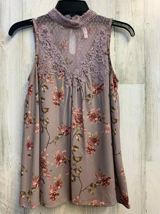 PRE-OWNED XHILARATION Tops Size S Brown Floral SLEEVELESS TOP