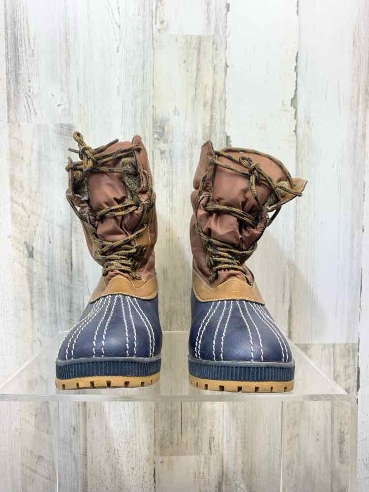 PRE-OWNED LONDON FOG SHOES Shoe Size 7 Brown/Blue Boots/LONDON FOG RAIN DUCK BOO