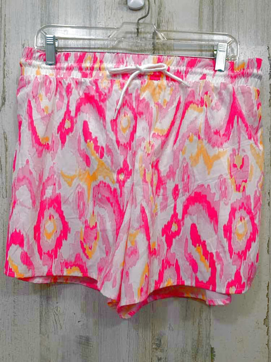 NWT Size XXL CROWN & IVY BOTTOMS PINK/WHT/ORG ACTIVEWEAR Shorts/DRAWSTRING
