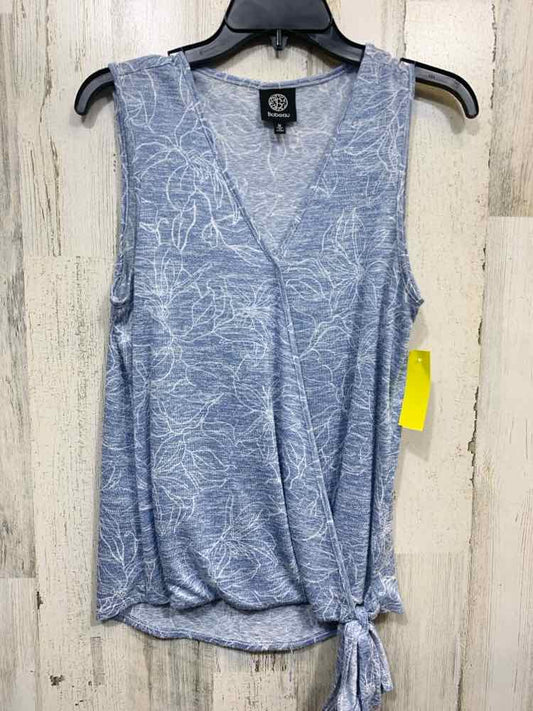 PRE-OWNED BOBEAU Tops Size M BLUE/WHITE Floral SLEEVELESS Blouse
