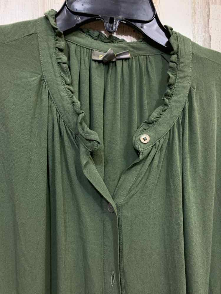 NWT STYLE & CO Tops Size 2X Green Solid LONG SLEEVE Blouse