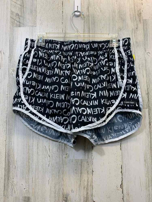 PRE-OWNED Size L CALVIN KLEIN Activewear BLACK/WHITE MONOGRAM ACTIVEWEAR Shorts/