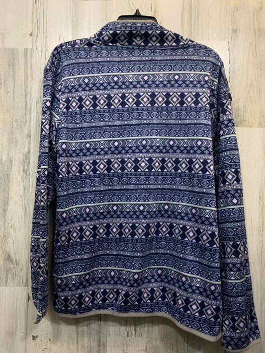 SERRA Tops Size XL BLU/WHT/GRAY Polyester DIAMOND LONGSLEEVE TOP