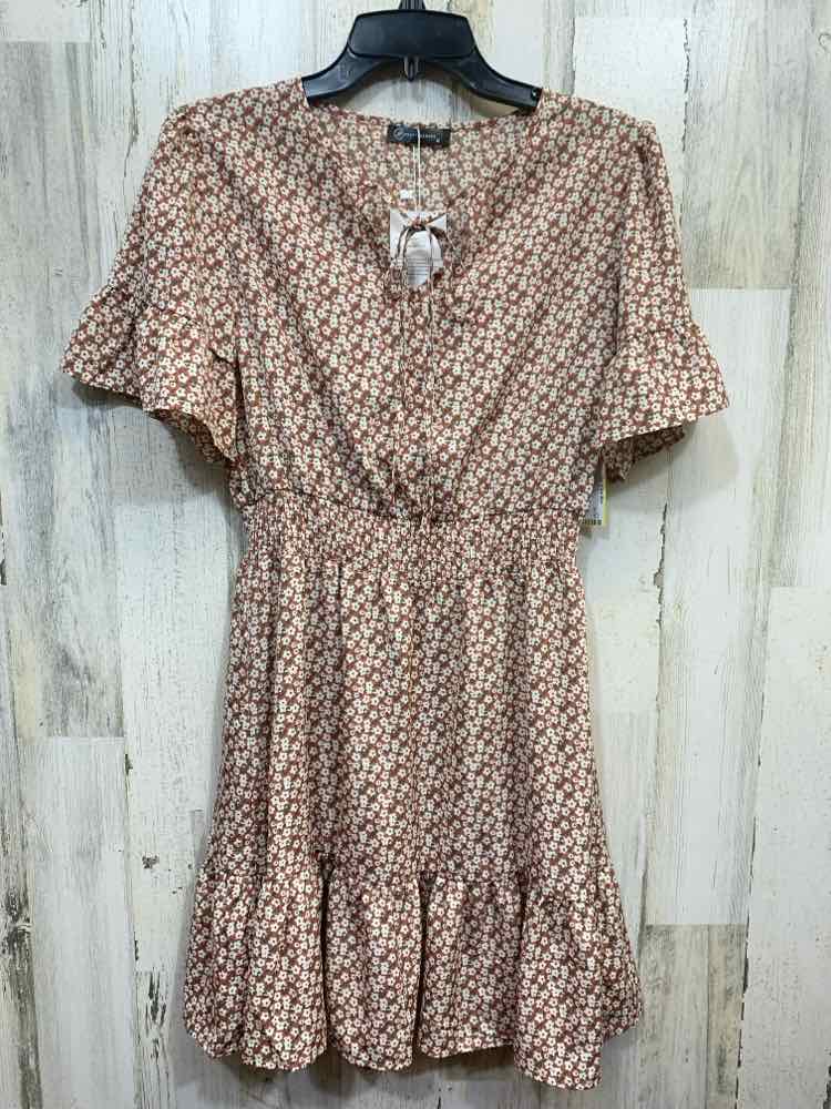 NWT PRETTYGARDEN Designer Handbags Size M BRWN/WHITE Polyester Blend Dress