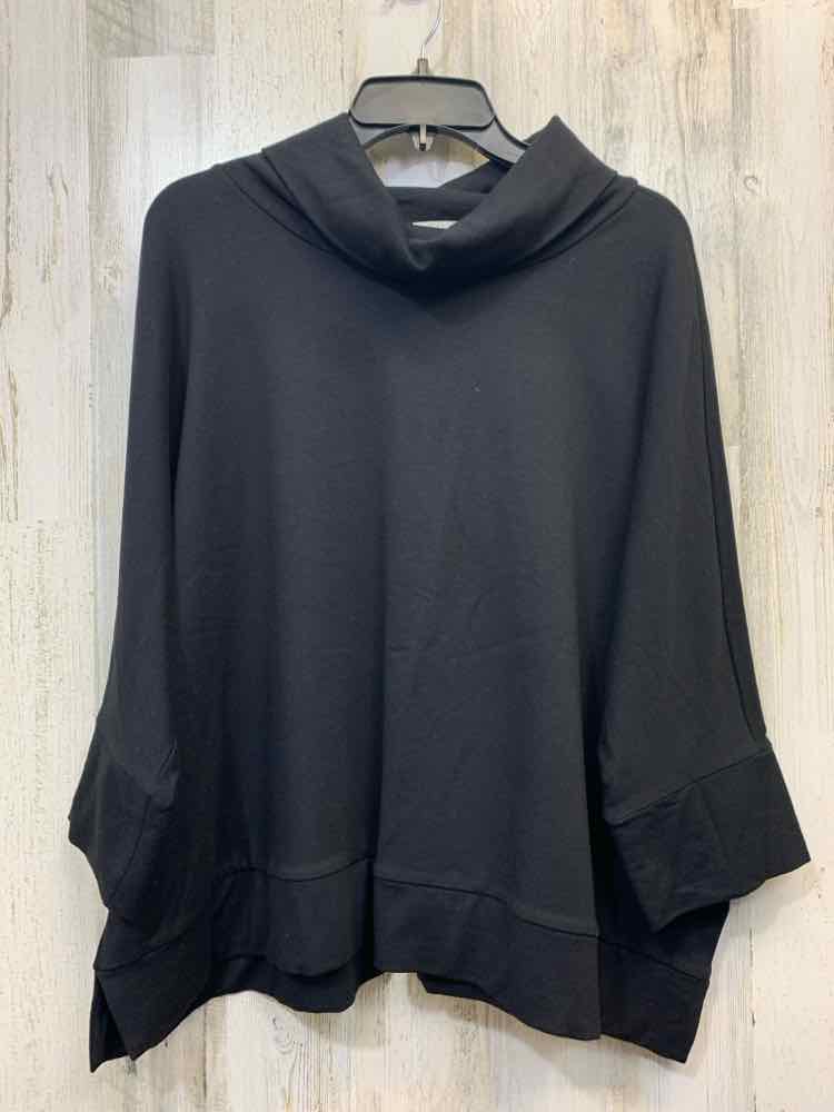 CHALET ET CECE Tops Size L Black ELASTIC 3/4 LENGTH TOP COWL NECK LINE