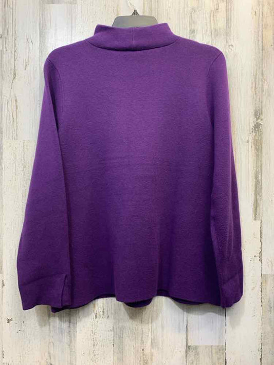 PRE-OWNED J.JILL Tops Size L Purple LONG SLEEVES TOP/HIGH NECK/SOLID