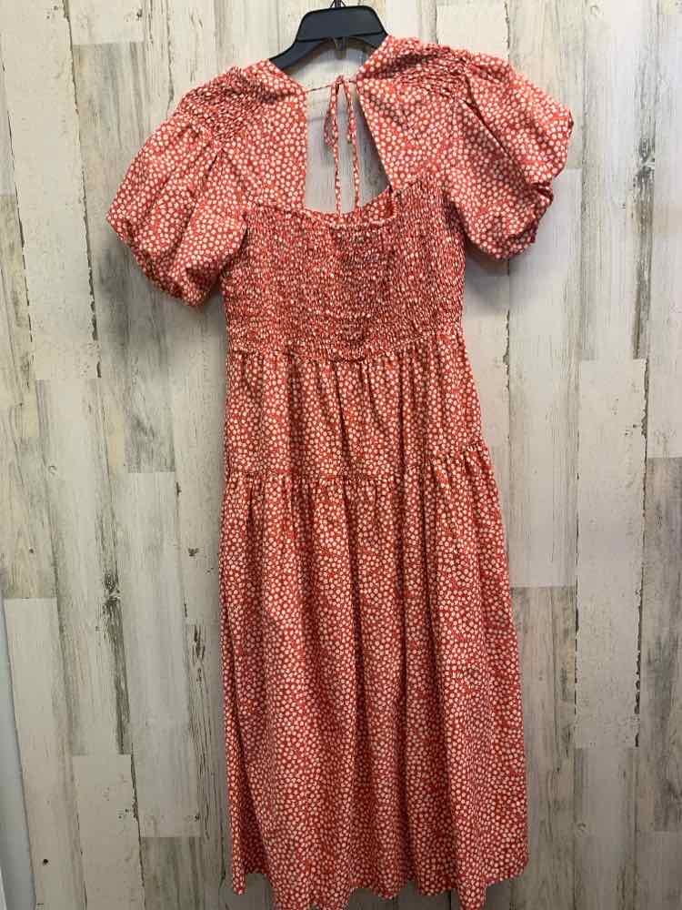 PRE-OWNED ANTHROPOLOGIE Dresses and Skirts Size L BRICK/WHITE Floral MAXI Dress/