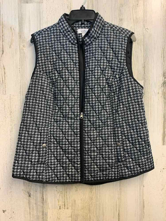 PRE-OWNED CROFT & BARROW Tops Size L BLACK/WHITE Houndstooth VEST Vest/BLACK/WHI