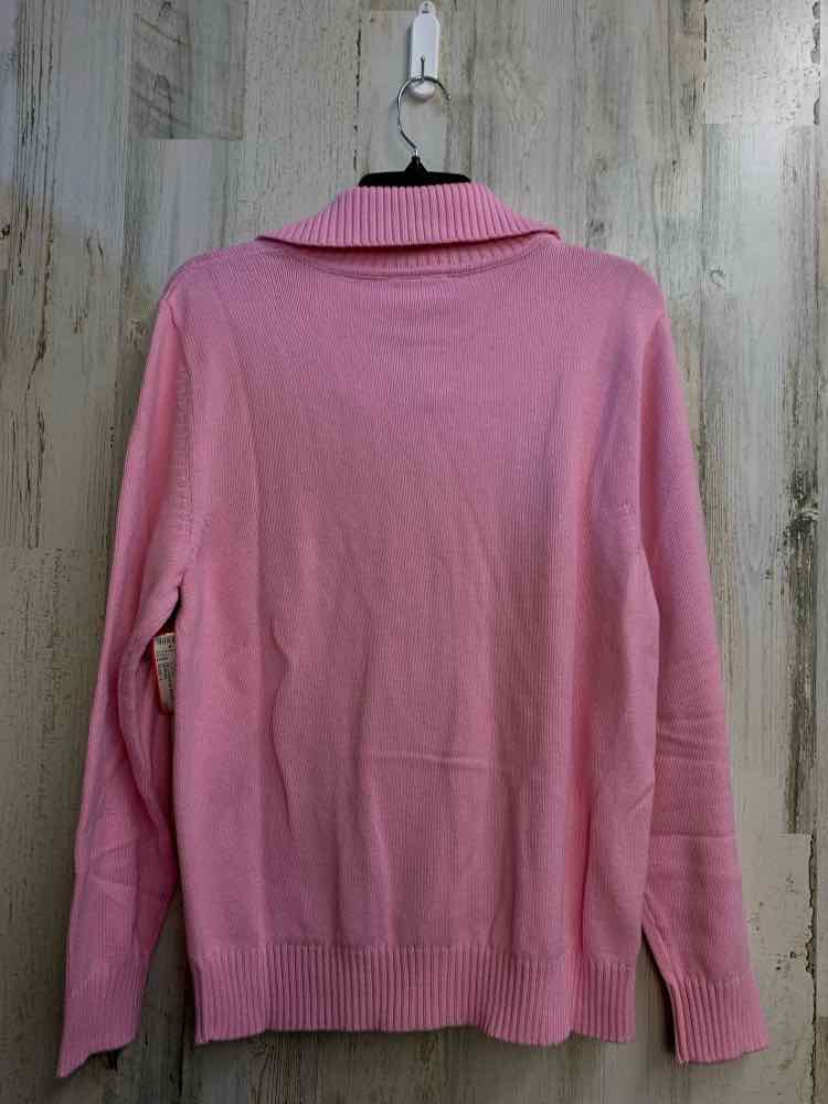 PRE-OWNED NATIONAL Tops Size L BABY PINK LONG SLEEVES TOP/ZIP UP W/FRONT POCKETS