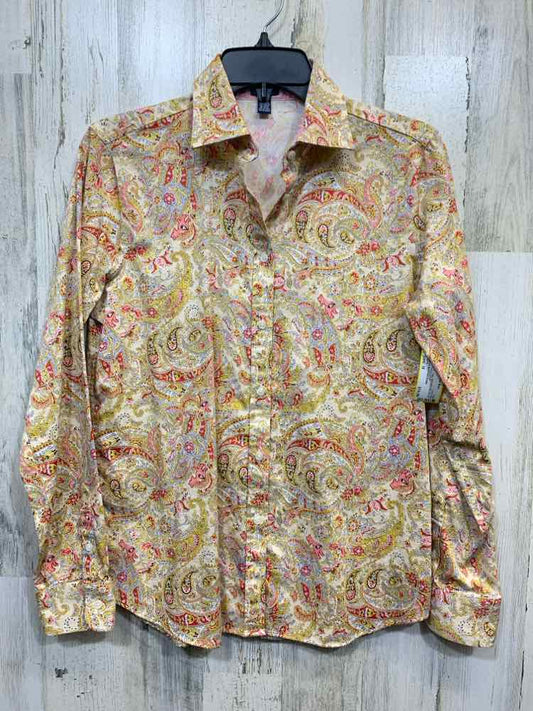 PRE-OWNED CHAPS Tops Size M BGE/RED/BLU/YLW Paisley LONGSLEEVE TOP