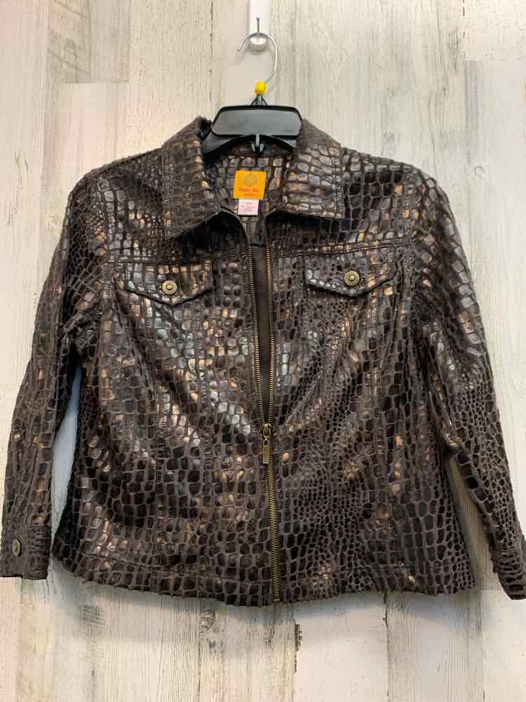 RUBY RD Tops Size 10P Brown MOCK CROC JACKET Jacket
